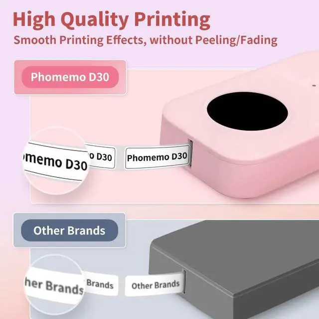 Alt view image 5 of 7 - Phomemo Bluetooth Label Maker Machine with Tape, D30 Portable Pocket Labeler with Different Fonts for Jars, Rechargeable Inkless Handy Thermal Smart Label Maker Printer, Compatible with iOS & Android