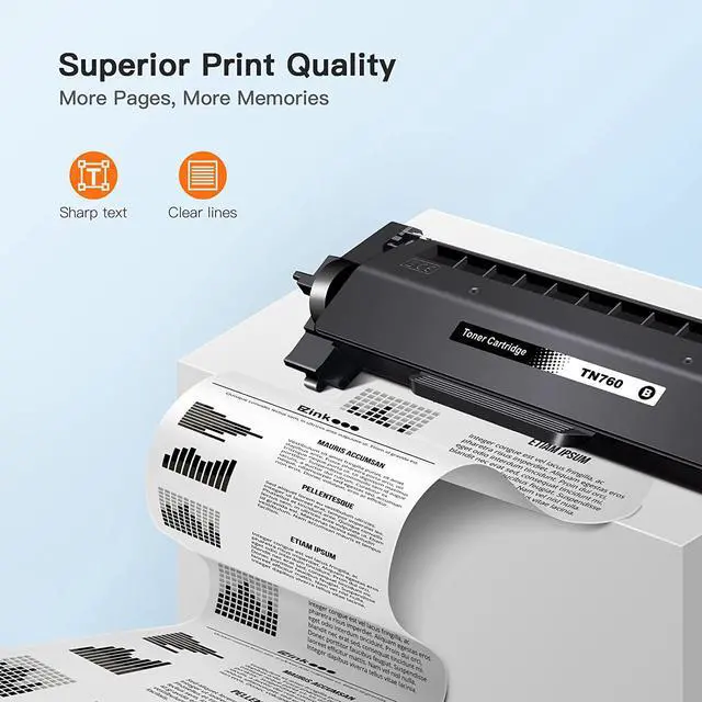 Alt view image 3 of 6 - E-Z Ink (TM) Compatible Toner Cartridge Replacement for Brother TN760 TN-760 TN730 to Use with HL-L2350DW HL-L2395DW HL-L2390DW HL-L2370DW MFC-L2750DW MFC-L2710DW DCP-L2550DW (Black,2 Pack)
