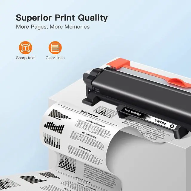 Alt view image 3 of 7 - E-Z Ink (TM) Compatible Toner Cartridge Replacement for Brother TN760 TN-760 TN730 to Use with HL-L2350DW HL-L2395DW HL-L2390DW HL-L2370DW MFC-L2750DW MFC-L2710DW DCP-L2550DW (Black,4 Pack)