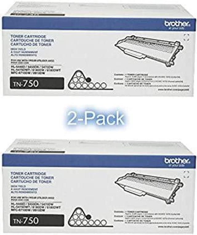 Main image of Brother Genuine TN-750 (TN750) High Yield Black Laser Toner Cartridge 2-Pack