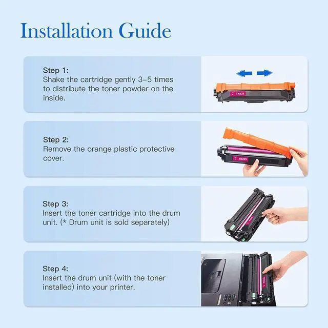 Alt view image 7 of 7 - Valuetoner Compatible Toner Cartridge Replacement for Brother TN221 TN225 TN-221 TN-225 to use with HL-3140CW HL-3170CDW HL-3180CDW MFC-9130CW Printer (Black, Cyan, Magenta, Yellow, 4 Pack)