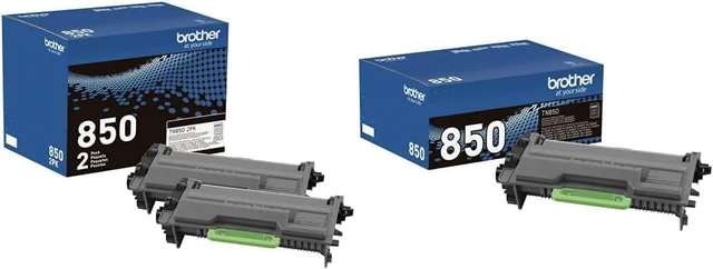 Main image of Brother Genuine High-Yield Black Toner Cartridge Twin Pack TN850 2PK, Model: TN8502PK & Genuine High Yield Toner Cartridge, TN850, Replacement Black Toner, Page Yield Up to 8, 000 Pages