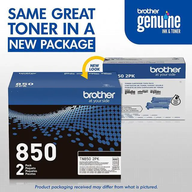 Alt view image 3 of 7 - Brother Genuine High-Yield Black Toner Cartridge Twin Pack TN850 2PK, Model: TN8502PK