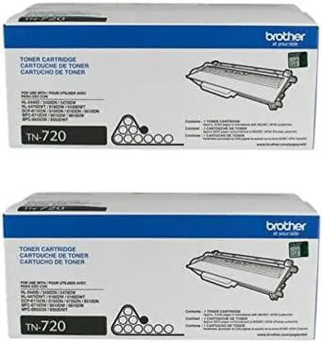 Main image of Brother Genuine TN-720 (TN720) Black Laser Toner Cartridge 2-Pack