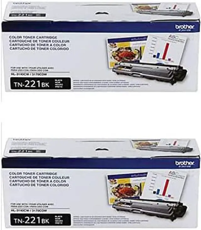 Main image of Brother Genuine TN221BK Color Laser Black Toner Cartridge 2-Pack