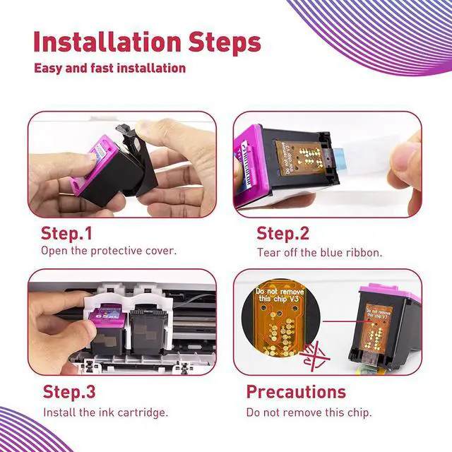 Alt view image 6 of 7 - HOTCOLOR 2 Pack 662XL (1 Black 1 Color) Replacement  662XL HP 662 XL Ink Cartridge Deskjet Ink Advantage 2545 2546 2645 2646 3515 3516 Printer (CZ105AL/CZ106AL)