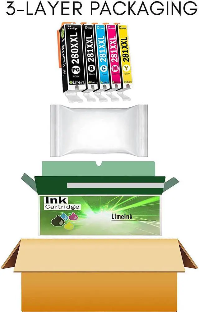 Alt view image 5 of 6 - Limeink Compatible Ink Cartridge Replacement for PGI-280XXL CLI-281XXL 280 XXL 281XXL for Canon Pixma tr8520 ts9120 ts8220 ts6120 ts6220 ts6320 tr8500 tr7520 ts8120 ts8320 ts9100 Printers (5 Pack)