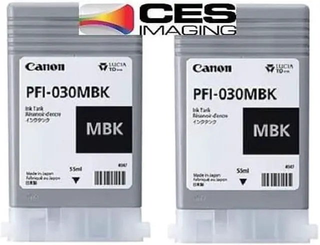 Alt view image 2 of 2 - PFI-030MBK Matte Black 2-Pack 55ml Ink Tanks in Retail Package by CES Imaging