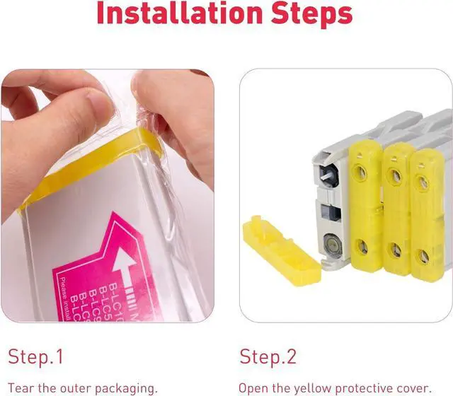 Alt view image 4 of 7 - HOTCOLOR LC51 Ink Compatible with Brother Ink Cartridges LC51 for Brother MFC 240C 465cn MFC 5460CN Ink(1BK/1M/1C/1Y,4Pack)