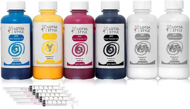 Main image of LOTSA. STYLE Premium DTF Ink Refill for Inkjet Printers Heat Transfer Film Printing (120ml x 6, CMYK Wh)