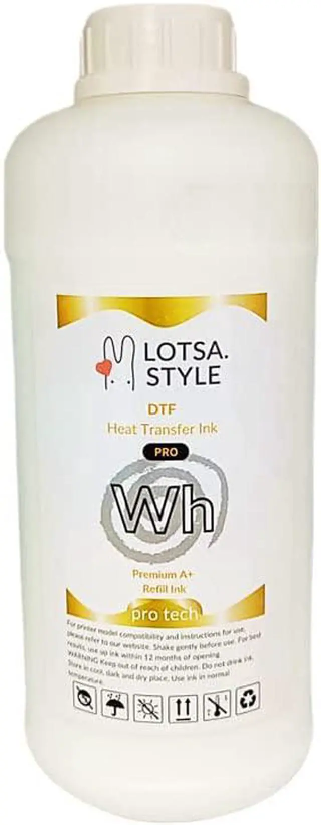 Main image of Premium PRO DTF Ink Refill for Inkjet Printers Heat Transfer Film Printing, Large and Wide Format Commercial Edition (1000ml, White)