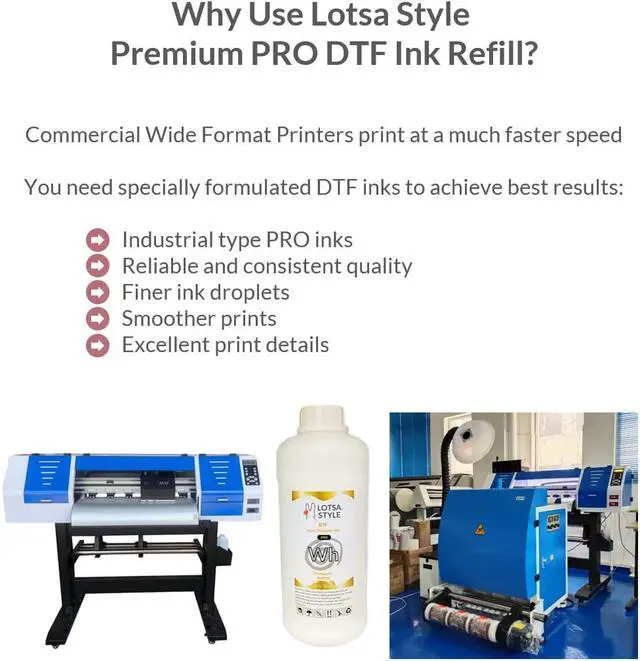 Alt view image 2 of 6 - Premium PRO DTF Ink Refill for Inkjet Printers Heat Transfer Film Printing, Large and Wide Format Commercial Edition (250ml x 6, CMYK Wh)