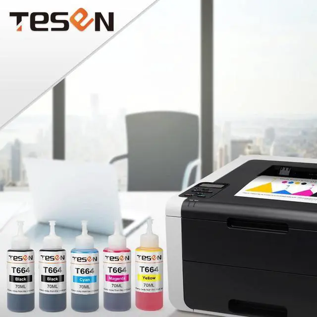 Alt view image 7 of 7 - TESEN Compatible 664 XL Refill Ink Bottle Replacement for Epson 664 XL T664 for Use with Epson EcoTank ET-2500 ET-2550 Workfoce ET-4500 L485 L350 Printer T664120 T664220 T664320 T664420 5-Pack Color