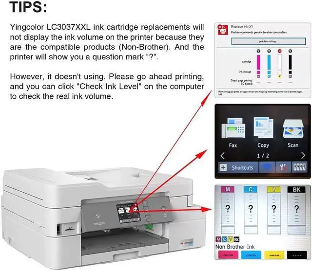 Alt view image 4 of 7 - Compatible 3037XXL Ink Cartridge Replacement for Brother LC3037 LC3037XXL LC3039 for MFC-J6945DW MFC-J5845DW MFC-J6545DW MFC-J5945DW Printer (2Black, 1Cyan, 1Magenta, 1Yellow)-YingColor