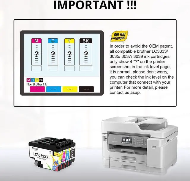 Alt view image 2 of 6 - Compatible LC3039 Ink Cartridges Replacement for Brother LC3039 LC3039XXL LC-3039BK LC3037 LC3037BK LC-3037XXL,Work for Brother MFC-J5945DW