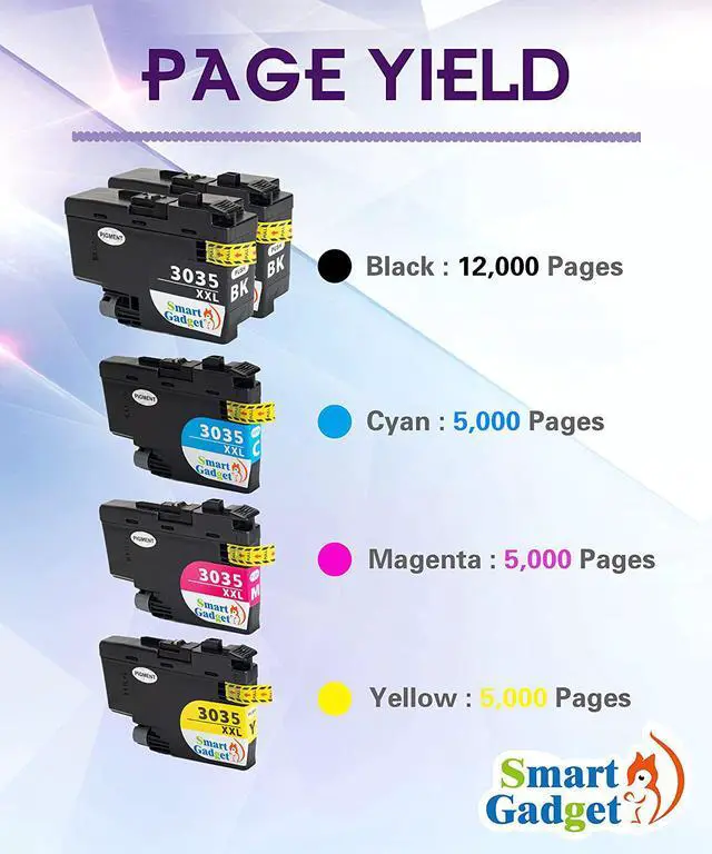 Alt view image 3 of 7 - Smart Gadget Compatible LC3035XXL Ink Cartridge Replacement LC3035 LC 3035 LC3033 LC 3033 XXL | Use with MFC-J805DW MFC-J805DWXL MFC-J815DW MFC-J995DW MFC-J995DWXL Printers | 2BK/C/M/Y