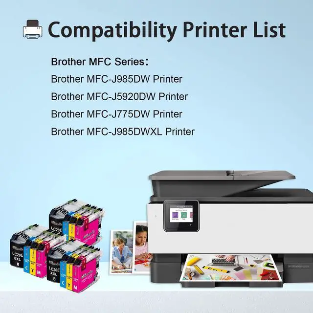 Alt view image 2 of 6 - GILIMEDIA Compatible Ink Cartridge Replacement for Brother LC20E XXL for MFC-J985DW MFC-J5920DW MFC-J775DW MFC-J985DWXL Printer(3BK/3C/3M/3Y) 12-Packs