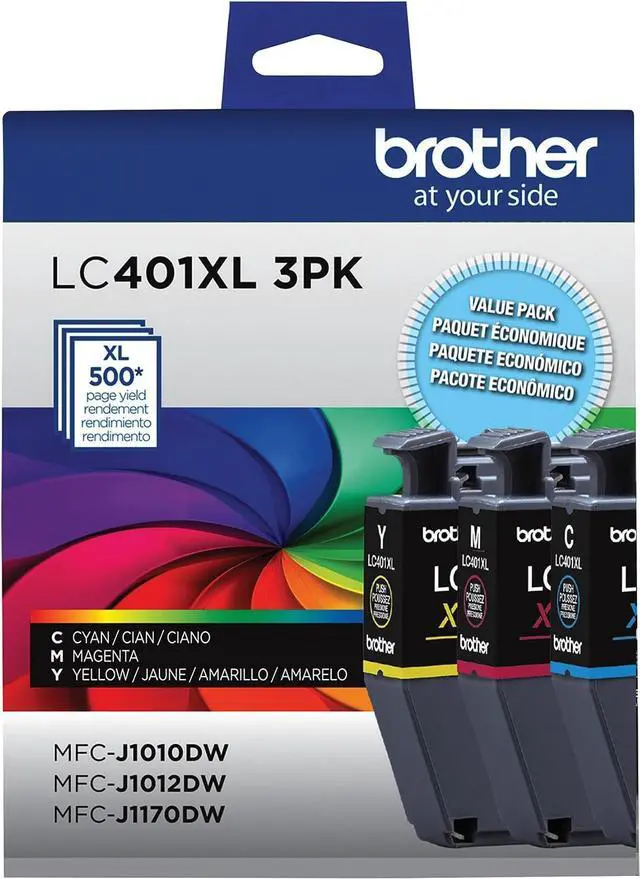 Main image of Brother Genuine LC401XL3PKS High-Yield Colour Ink Cartridge 3-Pack