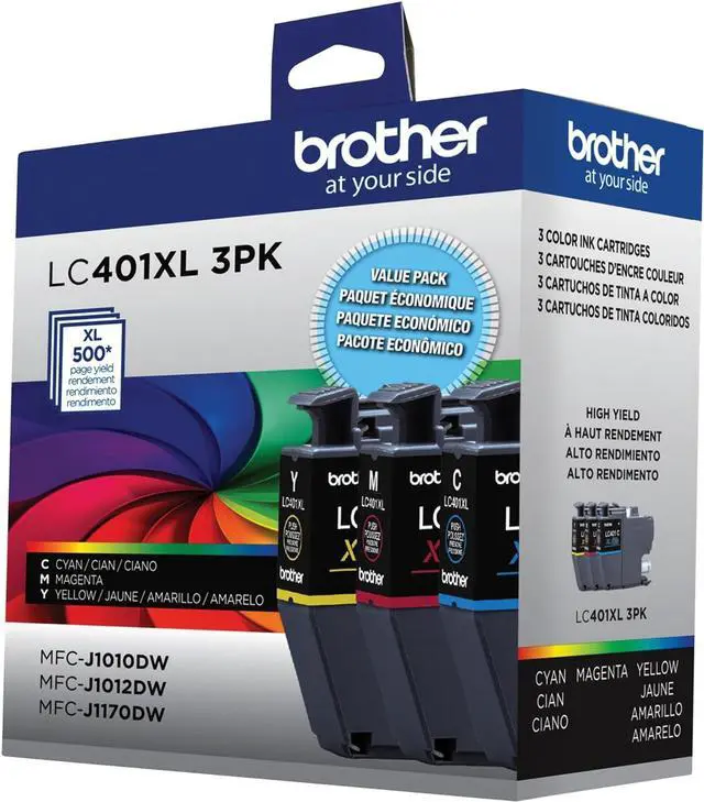 Alt view image 2 of 3 - Brother Genuine LC401XL3PKS High-Yield Colour Ink Cartridge 3-Pack