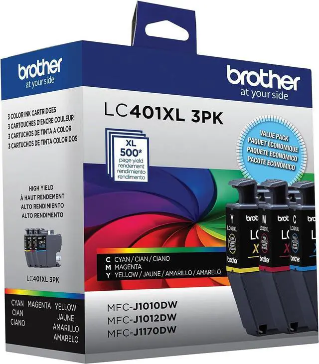 Alt view image 3 of 3 - Brother Genuine LC401XL3PKS High-Yield Colour Ink Cartridge 3-Pack