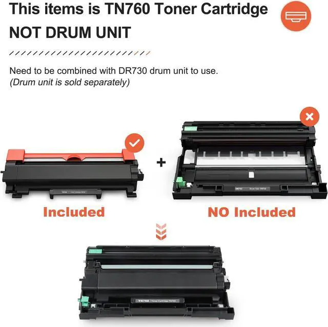 Alt view image 3 of 7 - Compatible TN760 Toner Cartridge Replacement for Brother TN760 TN730 High Yield Toner Cartridge - 4PK Black Remanufactured Set