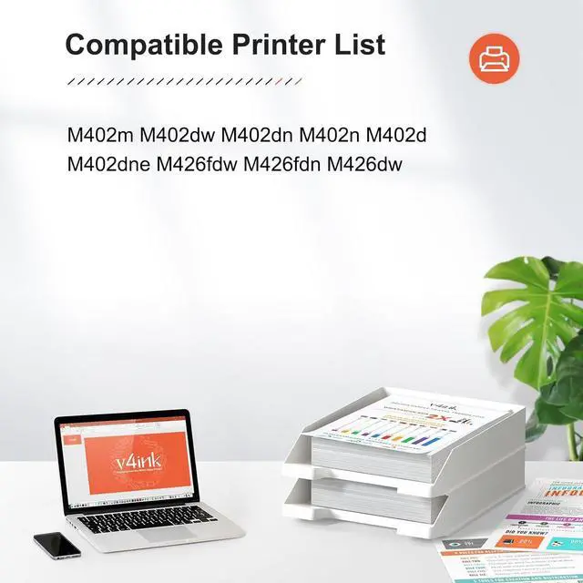 Alt view image 2 of 6 - v4ink 4PK CF226A Toner Cartridge Compatible Replacement for HP 26A 26X CF226A Toner Cartridge Black for HP Pro M402n M402dn M402dw M402d MFP M426dw M426fdw M426fdn Printer