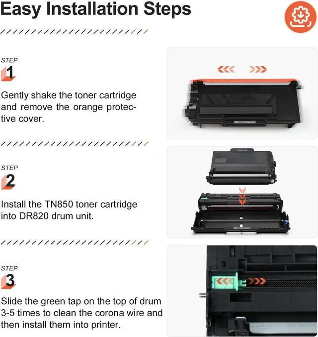 Alt view image 5 of 6 - v4ink DR820 Compatible Drum Replacement for Brother DR820 DR-820 Drum Unit use with HL-L6200DW L6200DWT L5100DN L5200DWT L5200DW L6300DW MFC-L5900DW L6700DW L5800DW L5700DW DCP-L5500DN Printer 2 Packs