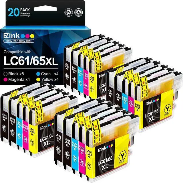 Main image of E-Z Ink (TM Compatible Ink Cartridge Replacement  LC61 LC-61 LC65 XL to use with MFC-J615W MFC-5895CW MFC-290C MFC-5490CN MFC-790CW MFC-J630W (8 Black, 4 Cyan, 4 Magenta, 4 Yellow) 20 Pack