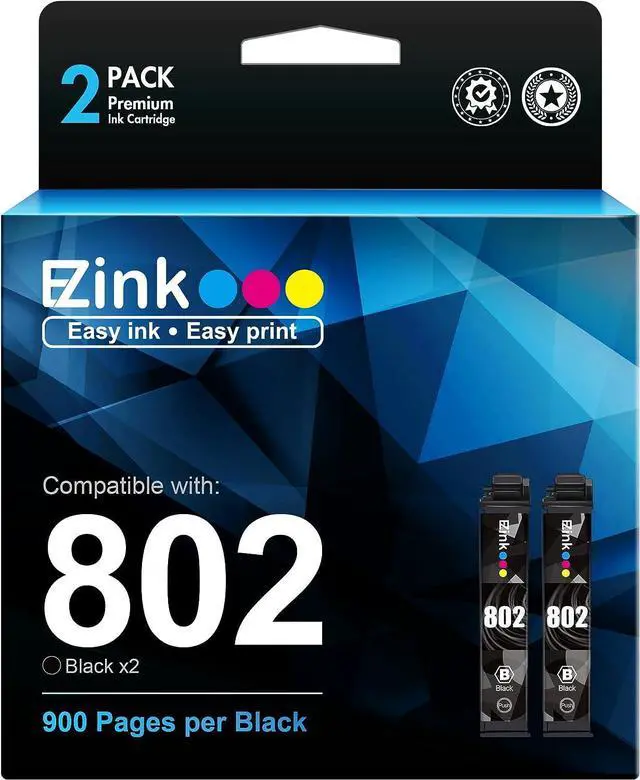 Alt view image 7 of 7 - E-Z Ink Remanufactured Ink Cartridge Replacement  802XL 802 XL T802XL T802 XL Black Ink Cartridges to use with Workforce Pro WF-4740 WF-4730 WF-4720 WF-4734 EC-4020 EC-4030 (2 Black)