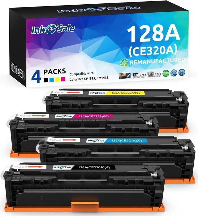 Main image of INK E-SALE Remanufactured Toner Cartridge Replacement for HP 128A CE320A CE321A CE322A CE323A Canon 116 Black Cyan Magenta Yellow Toner Set for HP LaserJet CP1525n CP1525nw CM1415fn CM1415fnw Printer