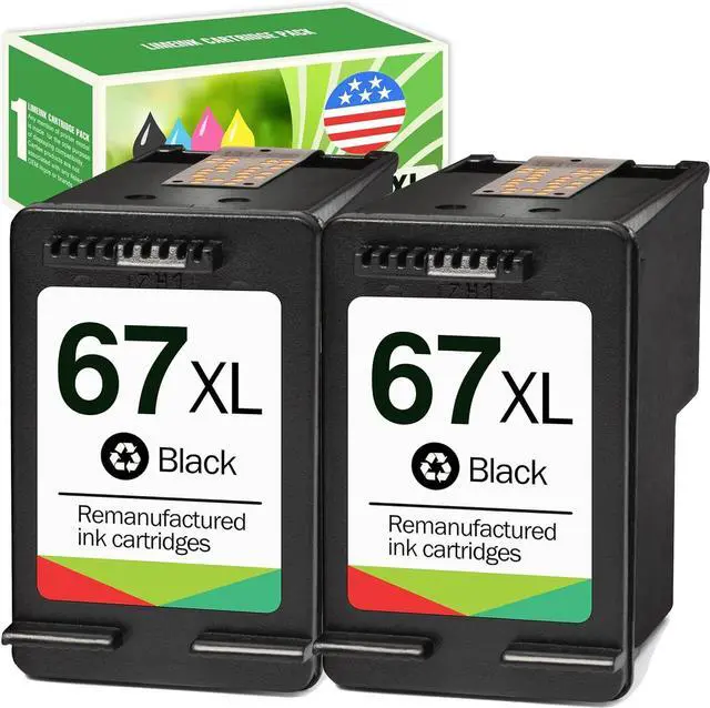 Main image of Limeink Remanufactured Ink Cartridge Replacement  Ink 67 XL  67xl Ink cartridges Black Ink  67  Printer Ink Deskjet 2700 Envy 6000 4155e 6055 2755e pro 6400 2 Black