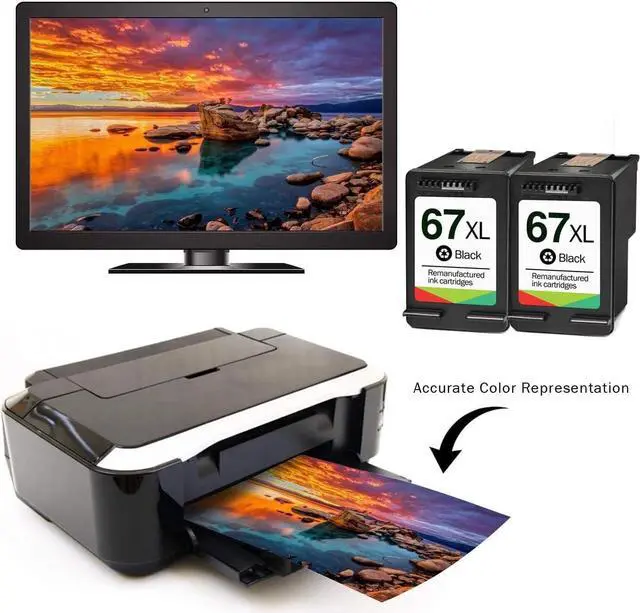 Alt view image 4 of 7 - Limeink Remanufactured Ink Cartridge Replacement  Ink 67 XL  67xl Ink cartridges Black Ink  67  Printer Ink Deskjet 2700 Envy 6000 4155e 6055 2755e pro 6400 2 Black