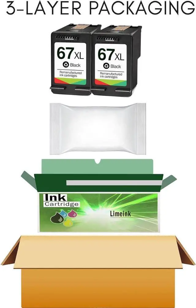 Alt view image 7 of 7 - Limeink Remanufactured Ink Cartridge Replacement  Ink 67 XL  67xl Ink cartridges Black Ink  67  Printer Ink Deskjet 2700 Envy 6000 4155e 6055 2755e pro 6400 2 Black