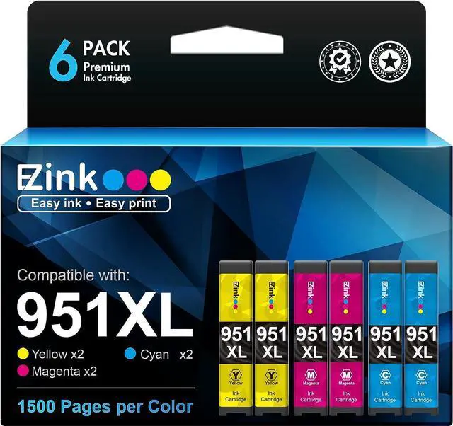 Alt view image 6 of 7 - E-Z Ink (TM Compatible Ink Cartridge Replacement  950XL 951XL 950 XL 951 XL to use with OfficeJet Pro 8610 8600 8615 8620 8625 8100 276dw 251dw (2 Cyan, 2 Magenta, 2 Yellow, 6 Pack)