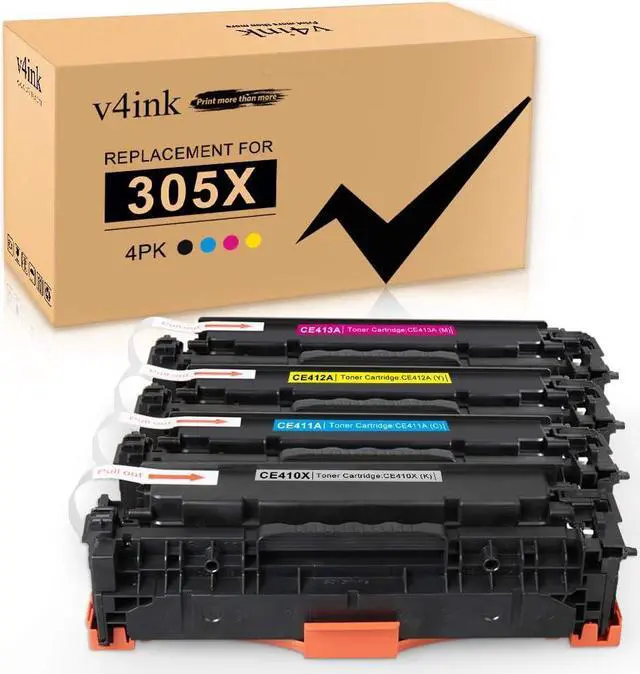 Main image of v4ink Remanufactured Toners_Cartridges_Printer Replacement for HP 305X CE410X 305A CE410A CE411A CE412A High Yield for HP Color Laser Pro 300 M351 M375nw Pro 400 M451nw M451dn M451dw M475dw M475dn