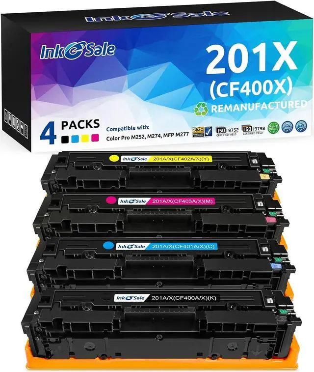 Main image of INK E-SALE Remanufactured Replacement for CF400X CF401X CF402X CF403X 201X CF400A Toner Cartridge for use with HP Color Pro MFP M277dw M252dw MFP M277n M252n Printer 4 Pack