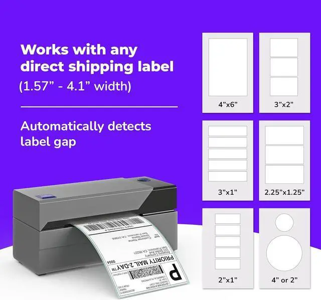 Alt view image 4 of 7 - Rollo USB Shipping Label Printer - Commercial Grade Thermal Label Printer for Shipping Packages - High Speed Direct Thermal 4x6 Label Printer