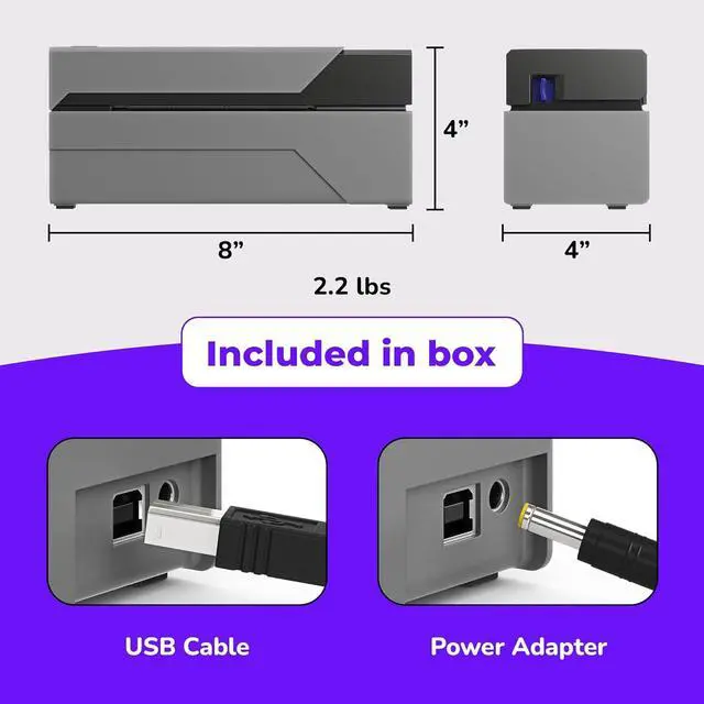 Alt view image 7 of 7 - Rollo USB Shipping Label Printer - Commercial Grade Thermal Label Printer for Shipping Packages - High Speed Direct Thermal 4x6 Label Printer