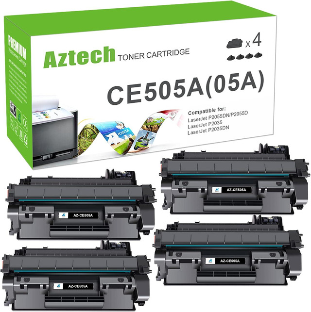 GREENCYCLE 2-Pack CE505A Toner Cartridges For HP LaserJet P2035, P2055 Series – Black