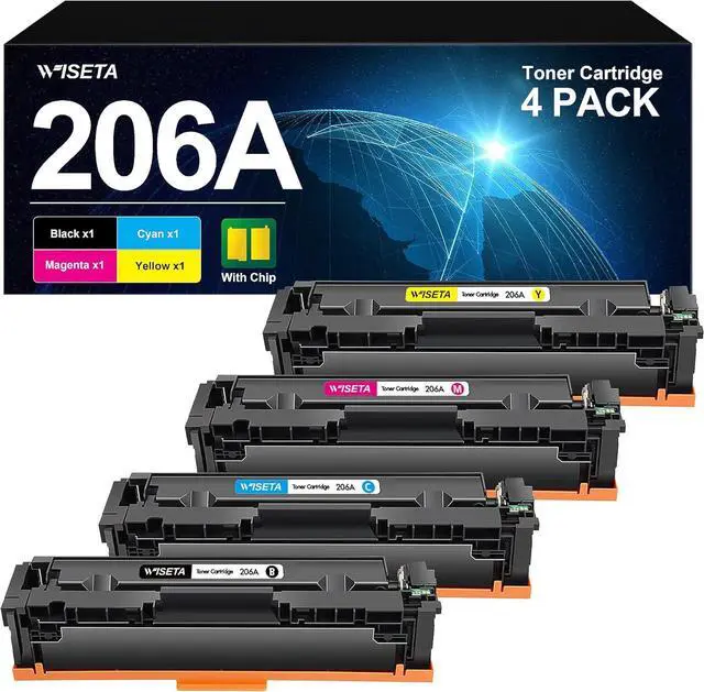 Main image of Ennovor Wiseta Compatible Toner Cartridge Replacement for HP 206A (Black, Cyan, Magenta, Yellow 4 Pack)