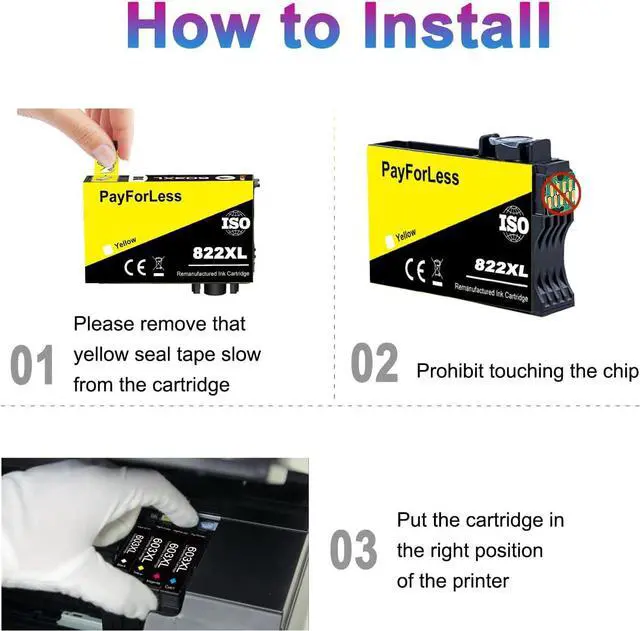 Alt view image 6 of 7 - 822XL Remanufactured 822XL Ink Cartridges 822XL Printer Ink Epson Workforce Pro WF-3820 WF-4820 WF-4830 WF-4833 WF-4834 Printer (3BCMY,6 Pack)