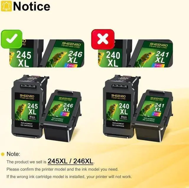 Alt view image 6 of 6 - 245XL Black Ink Cartridge, 2 Combo Pack, Replacement for Canon PG-245 CL-246 XL 246XL PG245XL CL246XL 243 PG243 CL244 with TS3320 TR4520 MG2522 MX492 MX490 MG2522 MG2920 MG2420 MG2520 MG2922 Printer