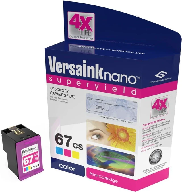 Alt view image 3 of 6 - VersaInk-Nano 67 MS MICR Black Ink Cartridge for Check Printing & VersaInk-Nano 67 CS Tri-Color Ink Cartridge Pack