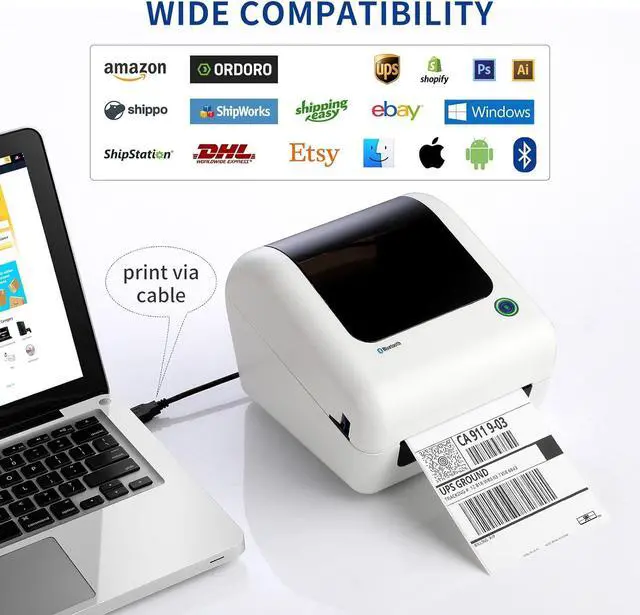 Alt view image 2 of 6 - Bluetooth Thermal Shipping Label Printer - High Speed 4x6 Wireless Label Maker Machine, Support PC, Phone, USB for MAC, Compatible with Ebay, Amazon, Shopify, Etsy, USPS Barcode, Mailing