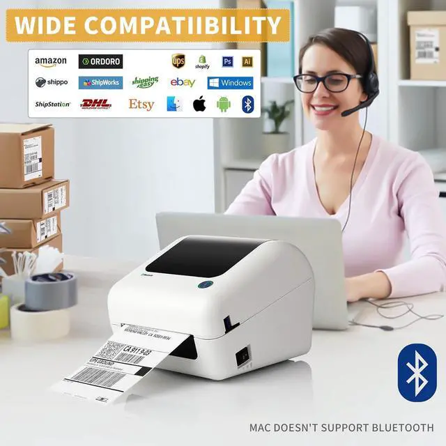 Alt view image 6 of 6 - Bluetooth Thermal Shipping Label Printer - High Speed 4x6 Wireless Label Maker Machine, Support PC, Phone, USB for MAC, Compatible with Ebay, Amazon, Shopify, Etsy, USPS Barcode, Mailing