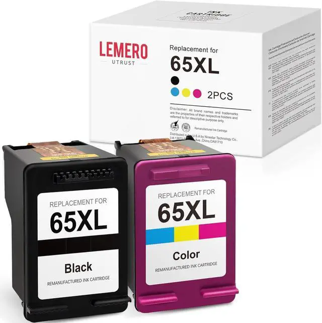 Main image of LemeroUtrust Remanufactured Ink Cartridge Replacement  65XL 65 Color Ink Cartridge use with HP Envy 5052 5055 5058 | HP DeskJet 2655 3755 2652 2622 2624 Printer Ink Cartridges (2-Pack)