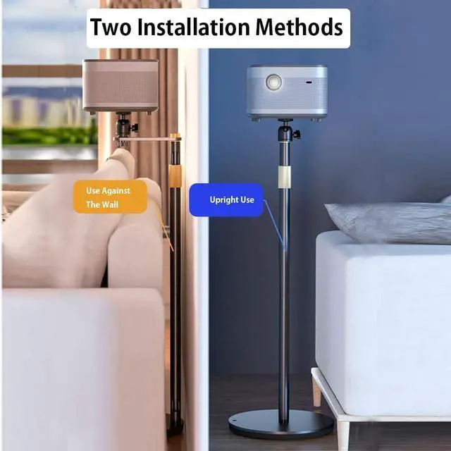 Alt view image 2 of 7 - Projector Stand, 360° Swivel, Sofa Against Wall Hidden Stand, Height Adjustable, Mini Ceiling Wall Mount Projector Mount Bracket, Compatible with Home Office Video Vlog DVR Camera