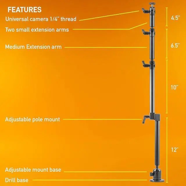 Alt view image 2 of 7 - iBOLT Stream-Cast DSLR Camera Drill Base Mount for Wall/Overhead Ceiling