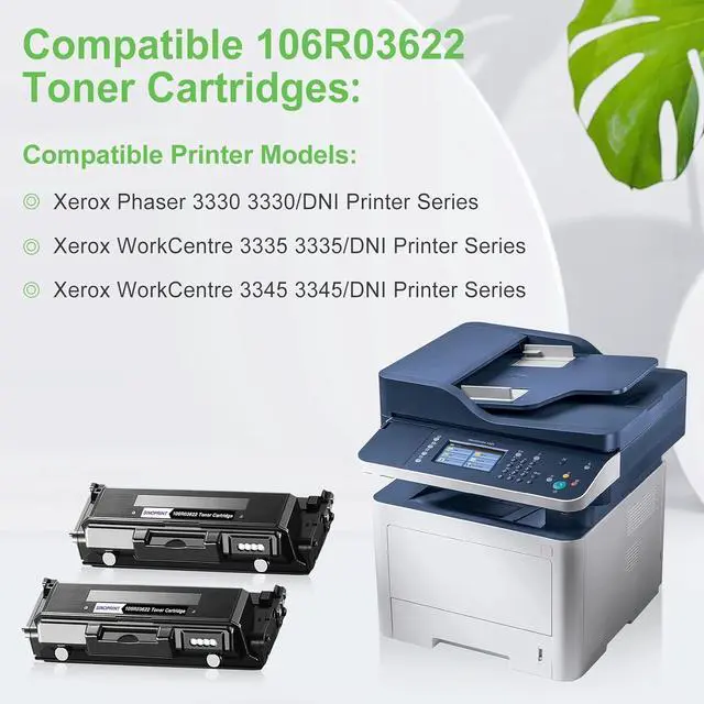 Alt view image 2 of 7 - Ennovor 3330 Toner Cartridge Replacement for Xerox 3330 3335 3345 WorkCentre 3335/DNI 3345/DNI 106R03620 106R03622 106R03624 Phaser 3330/DNI Large Capacity 8,500 Pages (Black, 2-Pack)