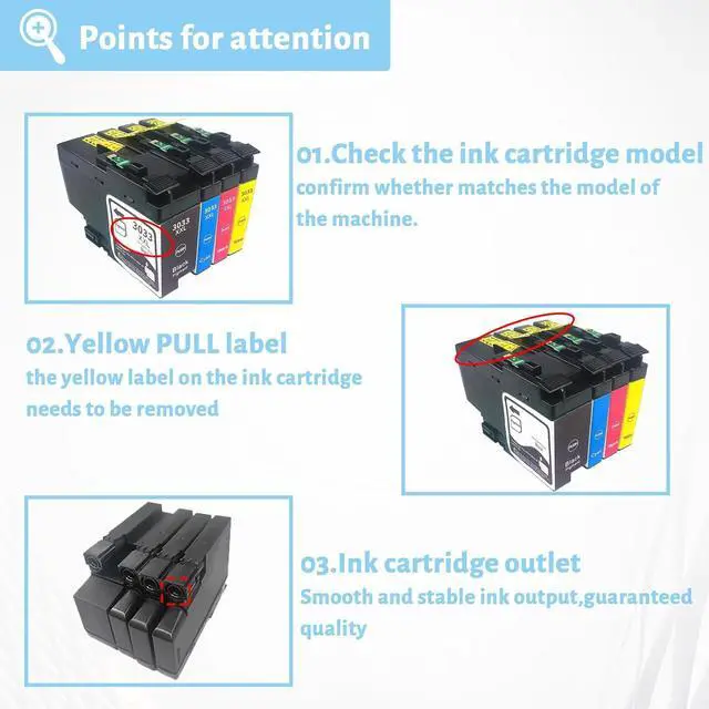 Alt view image 4 of 7 - Ink Cartridge for Brother LC3033XXLBK LC3033XXLC LC3033XXLM LC3033XXLY Ink Cartridge Combo,High Yield Compatible for Brother J995DW J995DW Printer Combo Pack